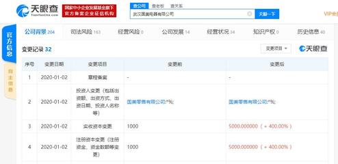 國美電器全資子公司注冊資本大幅提升400%，聚焦計(jì)算機(jī)軟硬件及輔助設(shè)備批發(fā)業(yè)務(wù)